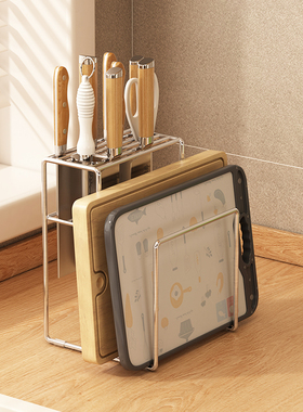 304不锈钢刀架筷笼一体加厚厨房置物架家用菜板砧板菜刀具收纳架