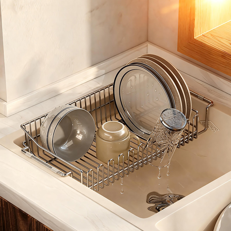 304不锈钢厨房水槽上方碗碟沥水架过滤网洗碗池洗菜盆伸缩碗盘架,厨房/烹饪用具,碗架,淘宝优惠券,粉丝福利购,淘宝优惠卷
