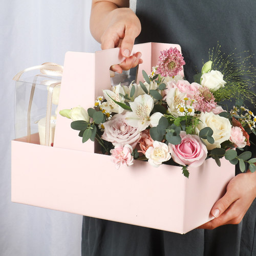 教师节情人节手提鲜花礼盒蛋糕盒