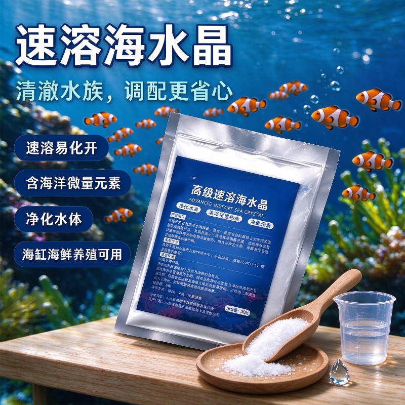 观赏鱼河豚专用盐潜水艇蝴蝶鲤海盐鱼缸养鱼矿物消毒杀菌净化水质