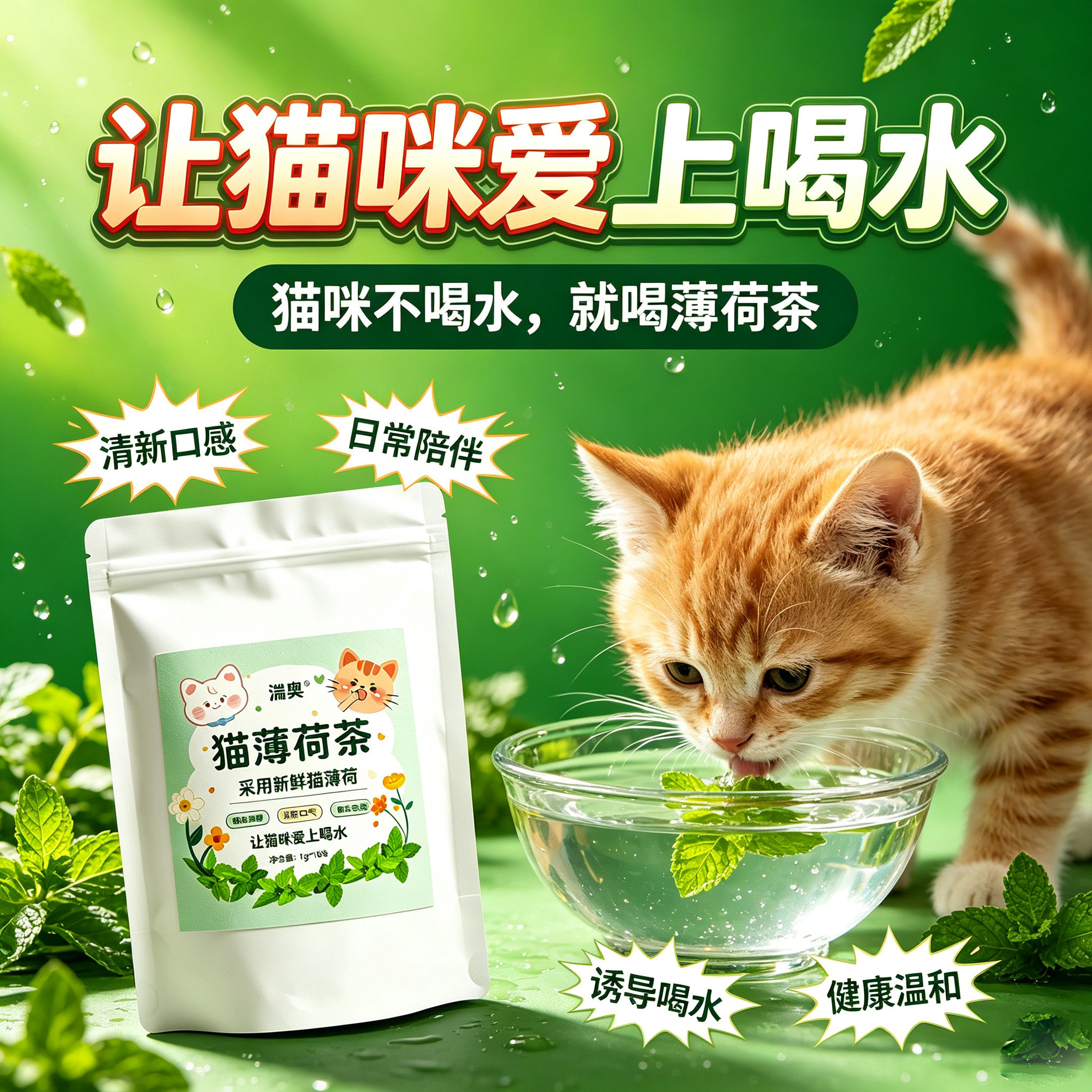 猫薄荷茶包可食用猫咪不爱喝水消化调节情绪天然薄荷骗猫宠物用品