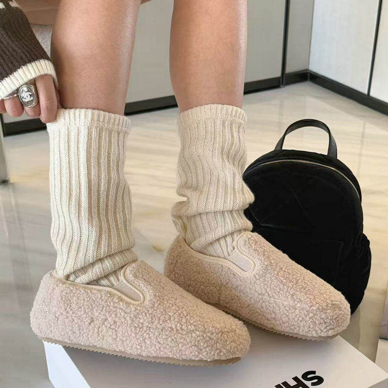 诗歌兰女鞋2025年冬季新款加绒豆豆乐福鞋女保暖一脚蹬懒人毛毛鞋,女鞋,乐福鞋（豆豆鞋）,淘宝优惠券,粉丝福利购,淘宝优惠卷