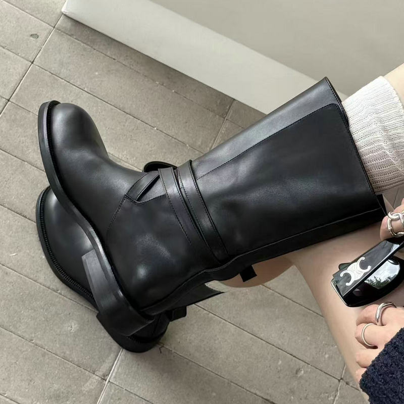 诗歌兰2025年秋冬新款中筒骑士靴