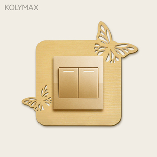 欧式轻奢金蝴蝶3D立体亚克力开关贴边框套卧室家用插座装饰保护套
