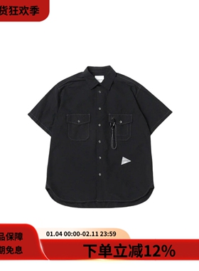 and wander 25SS CORDURA shirt户外抗撕裂黑色宽松口袋短袖衬衫