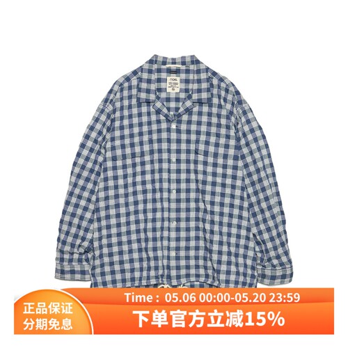 nanamica蓝白格纹宽松长袖衬衫