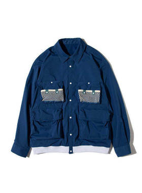 #HPT#F/CE.22SS RIB BLOUSON蓝色轻薄透气多口袋宽松防水夹克男