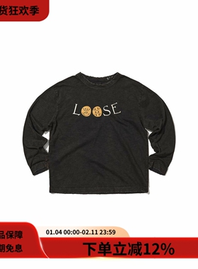 961Brand 24FW LOOSE SWEATER重磅黑色竹节棉水洗破坏宽松卫衣