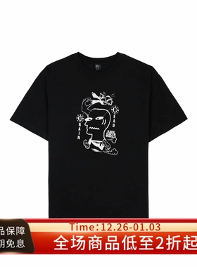 Brain Dead 25FW T-shirt街头创意印花黑色纯棉宽松圆领短袖T恤