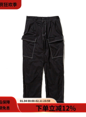 #HPT#Sasquatchfabrix 21SS黑色多口袋休闲宽松直筒尼龙工装长裤