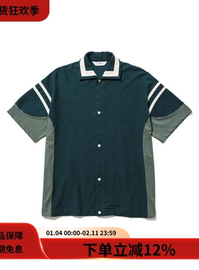 #HPT#Sasquatchfabrix.22SS日系复古撞色宽松针织棒球短袖衬衫