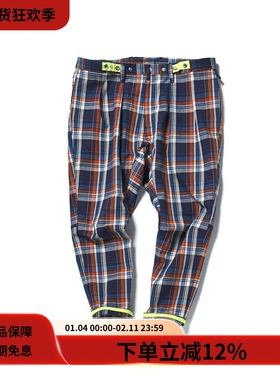 #HPT#POLIQUANT Adjustable Trouser可调节格子锥形休闲九分裤男