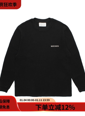 WACKO MARIA 25FW THERMAL TEE黑色厚款华夫格宽松圆领长恤T恤