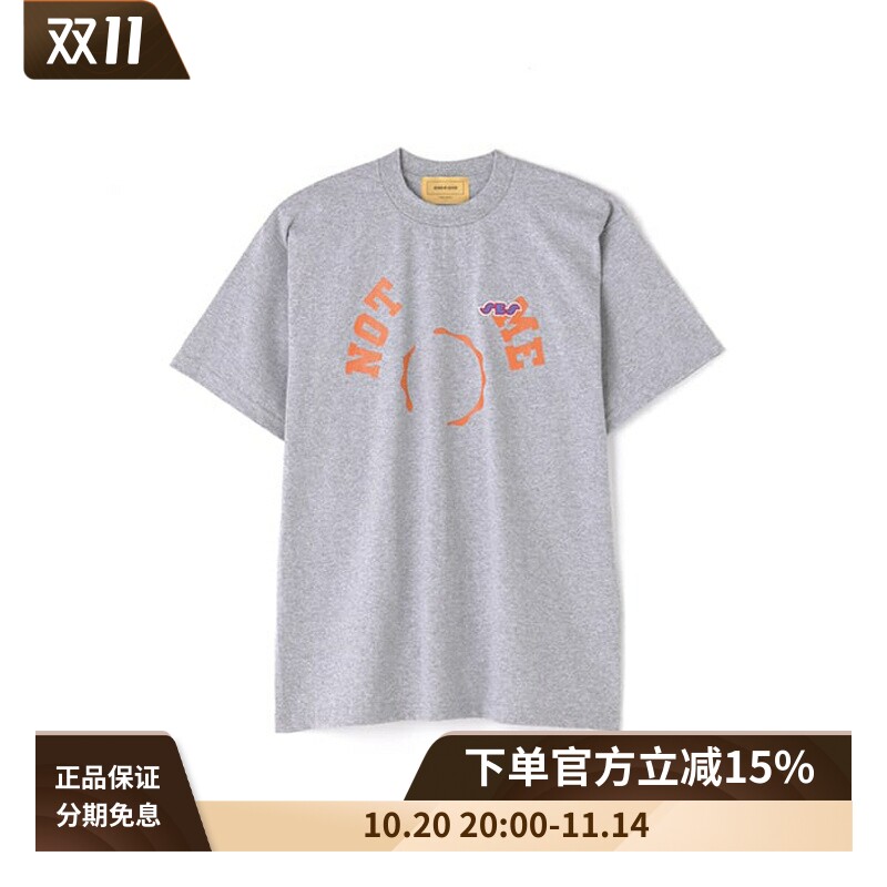 #HPT# SEVENBYSEVEN 21AW灰色纯棉字母印花绣标休闲圆领短袖Tee
