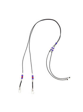 #HPT# SEVENBYSEVEN 21AW MASK HOLDER黑色皮革琉璃珠/银珠口罩绳