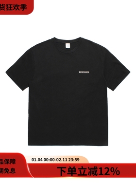 WACKO MARIA 25FW HEAVY WEIGHT TEE黑色纯棉印花水洗宽松短袖T恤