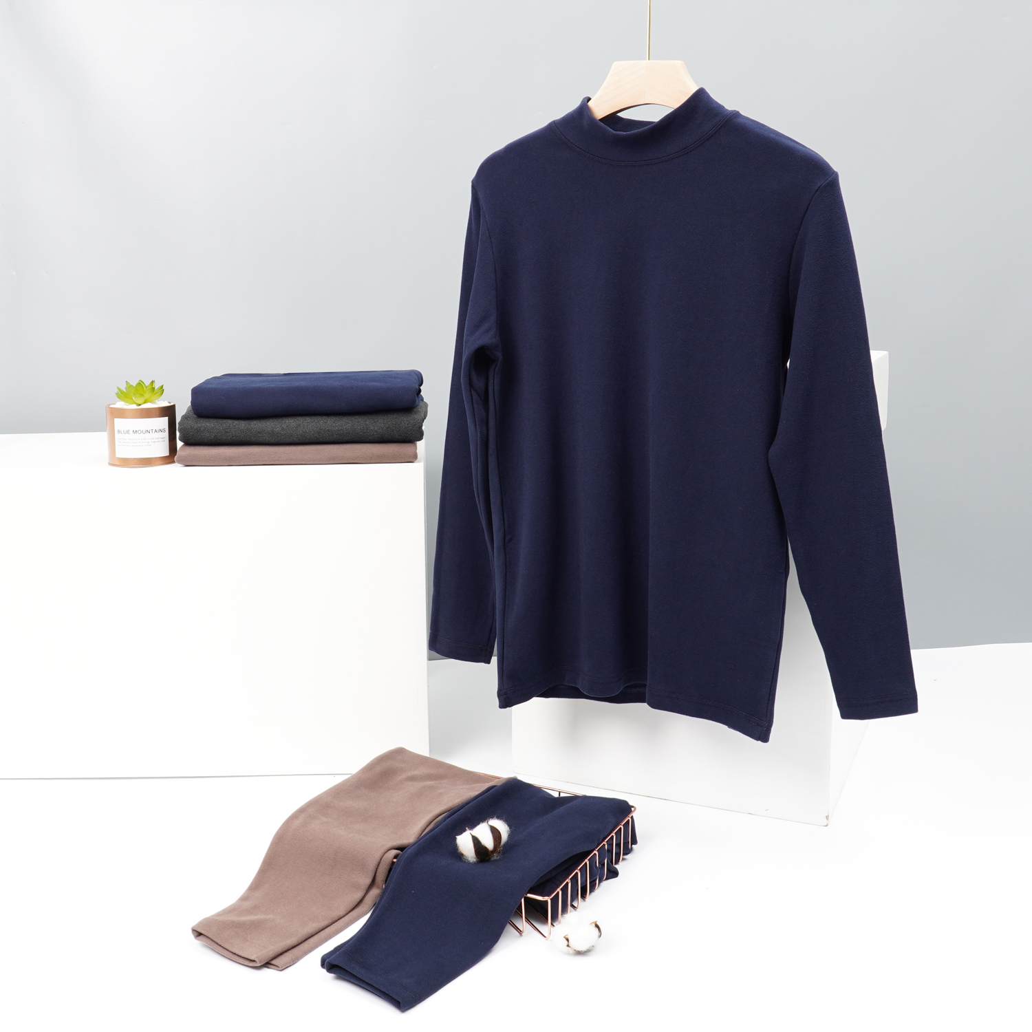 舒卡丝新疆棉中领男保暖内衣套装