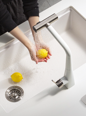 科恩纳KS白色星幕雨台下洗菜盆石英石大单槽厨房水槽花岗岩洗碗槽