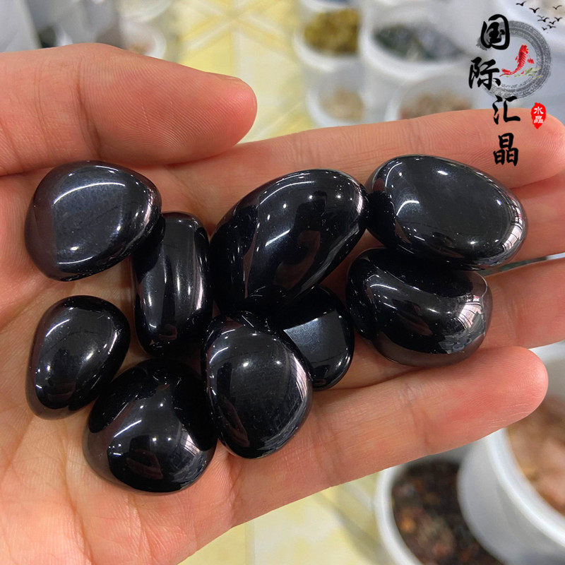 天然黑曜石原石摆件水晶毛料鱼缸花盆造景装饰能量手把玩矿石标本