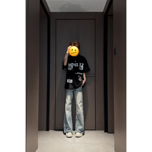 Areast美式复古纯棉做旧贴布刺绣印花短袖T恤男女宽松上衣潮8220