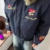 Areswings美式复古夹克男女秋冬刺绣字母保暖短款可拆卸上衣GMCS