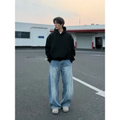 DEEPMAIL 子 直筒嘻哈裤 现货闪发水洗解构竹节美式 浅色弯刀牛仔裤