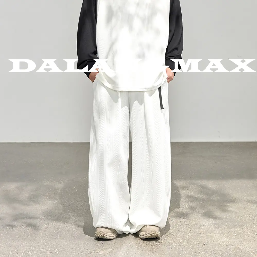 大码男装 陈达浪不太胖纹理弯刀秋季肌理感腰带弯刀裤松紧休闲裤