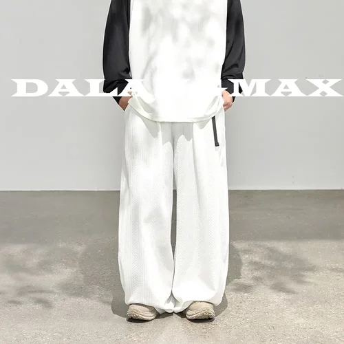 大码男装 陈达浪不太胖纹理弯刀秋季肌理感腰带弯刀裤松紧休闲裤