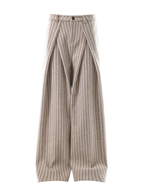 ACRARDIC秋冬美式慵懒 条纹打褶休闲裤男复古cleanfit宽松阔腿裤