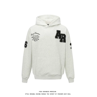 KINDD FOCK美式街头字母植绒重工刺绣连帽卫衣男女情侣休闲 上衣