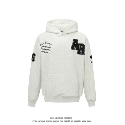 KINDD FOCK美式街头字母植绒重工刺绣连帽卫衣男女情侣休闲 上衣