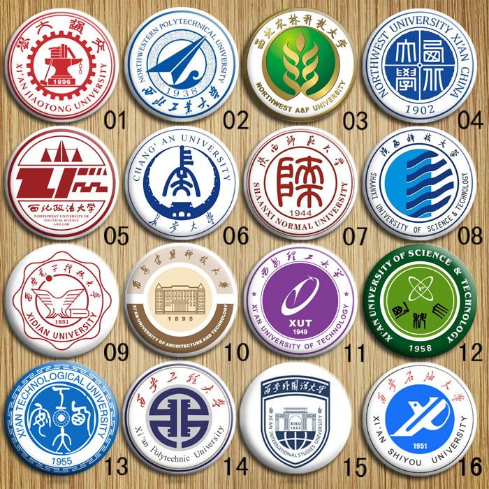 陕西本科高校西安交通西北理工业师范工程电子科技大学校徽标胸针