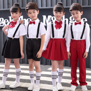 元旦儿童演出服男女童背带裤中小学生大合唱团幼儿园朗诵表演服装