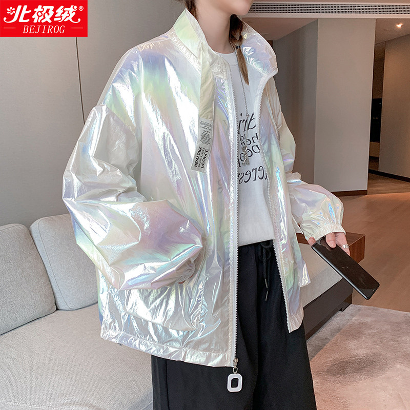 镭射防晒衣女ins潮夏季2020新款长袖短外套韩版宽松薄款百搭透气