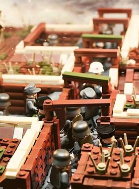 世界积木兵人军事基地人仔士兵战斗堡垒战壕乐容高拼装男孩子玩具