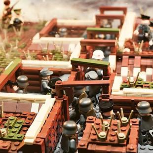 世界积木二战军事基地人仔士兵战斗堡垒战壕乐容高拼装男孩子玩具