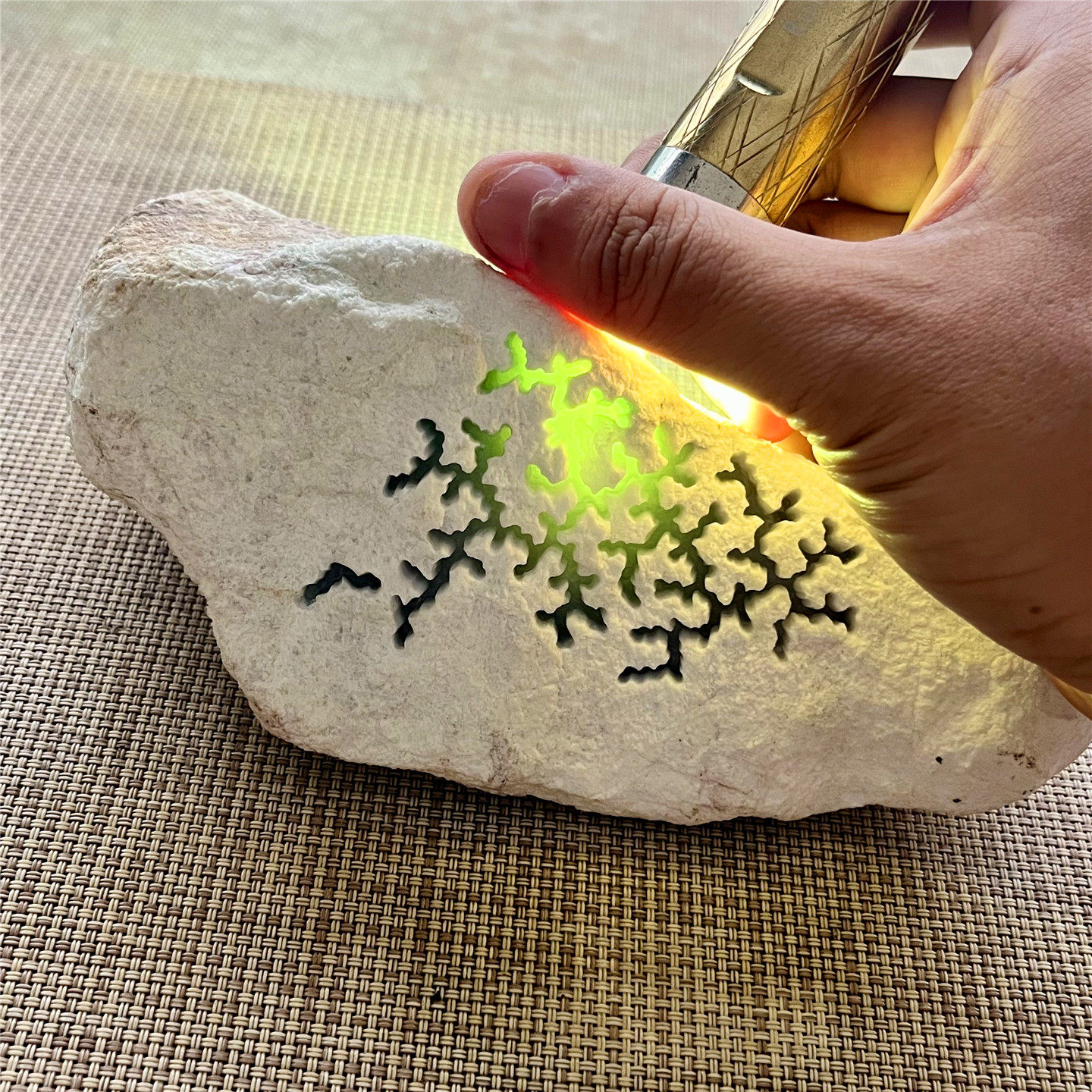 天然老坑翡翠玉石木那冰种带色花