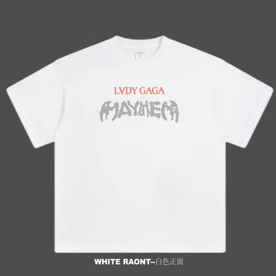 【ABCMJ】原创自制Ladygaga新专MAYHEM声波海报重磅纯棉宽松短袖