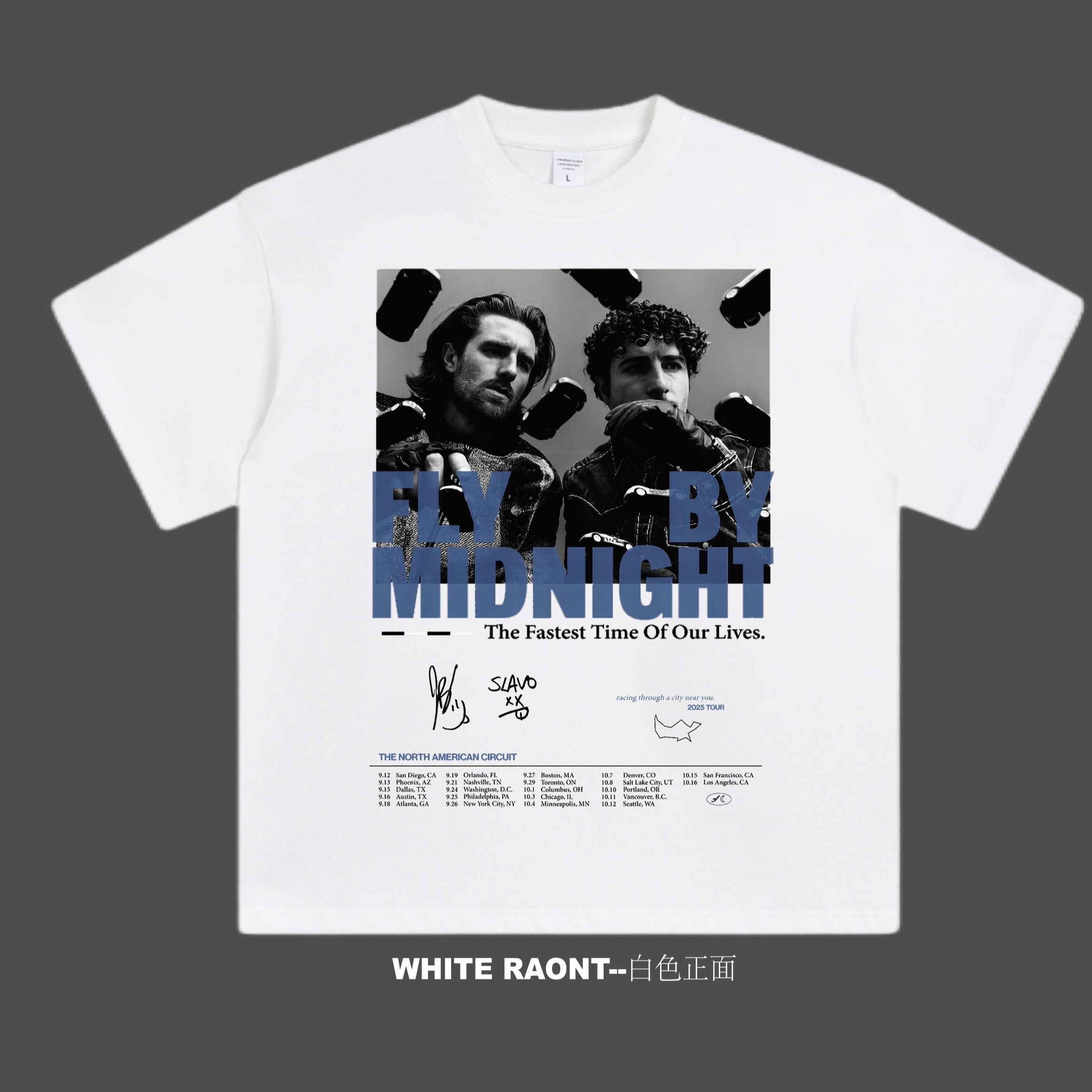 Fly By Midnight 午夜飞行巡演海报签名版周边美式纯棉重磅T恤