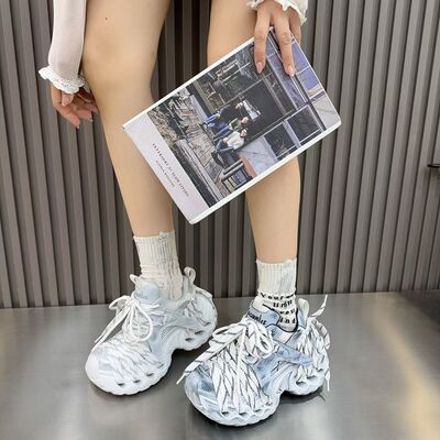 2026年新款厚底增高小白鞋女网面透气休闲运动鞋时尚百搭跑步鞋潮