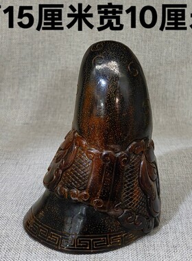 文玩精品老牛角整角尖摆件老牦牛角黑牛角雕佳品复古文玩酒柜装饰