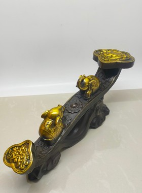 古董文玩纯铜鎏金大号如意客厅办公送礼家用吉祥如意摆件老物件