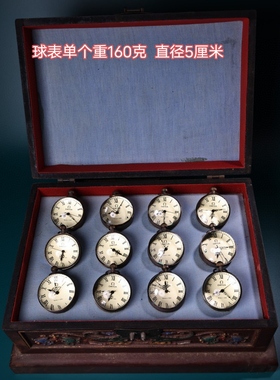 古董文玩欧洲回流手动发条水晶球机械表西洋表桌面摆件复古老物件