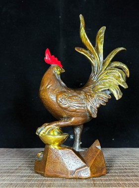 古玩纯铜龙铜器生肖鸡生肖龙用品家居办公桌面装饰礼品摆件老货