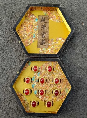 古玩旧藏掐花丝鎏金镶嵌景泰蓝宝石手镯配漆器盒客厅摆件送礼佳品