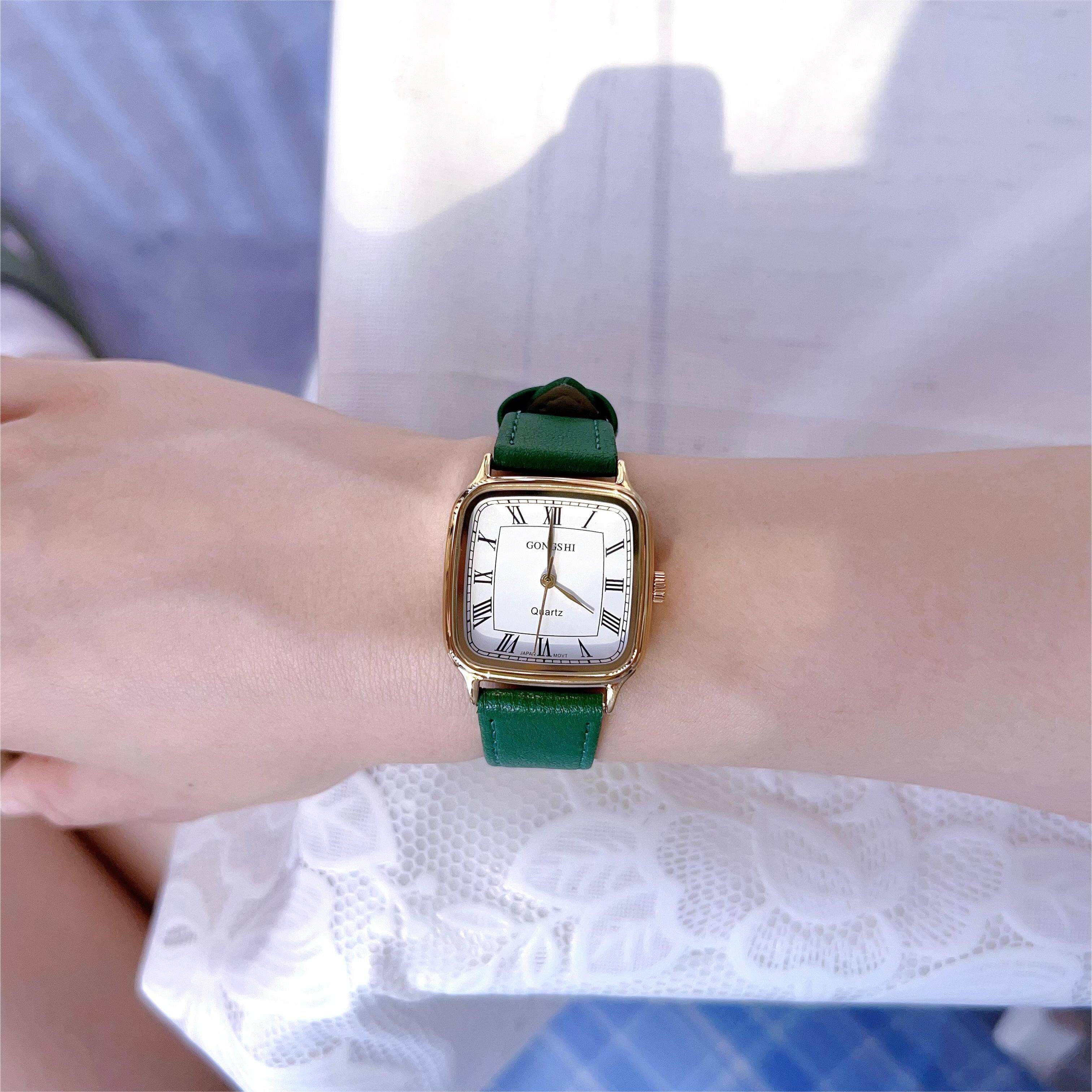 90年代国货小众轻奢大表盘进口机芯牛皮复古百搭防水石英男表女表