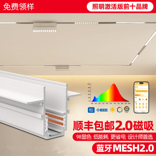 智能无极调光调色磁吸轨道灯白色