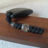 复古铜醒狮编织伞绳钥匙扣挂件装 饰包包挂件户外edc刀坠挂饰挂绳