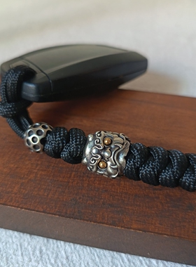 复古铜醒狮编织伞绳钥匙扣挂件装饰包包挂件户外edc刀坠挂饰挂绳