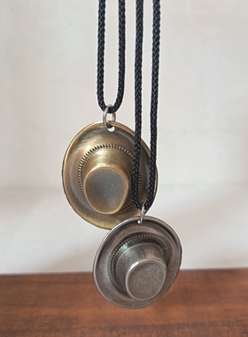 复古西部迪克牛仔帽子吊坠项链